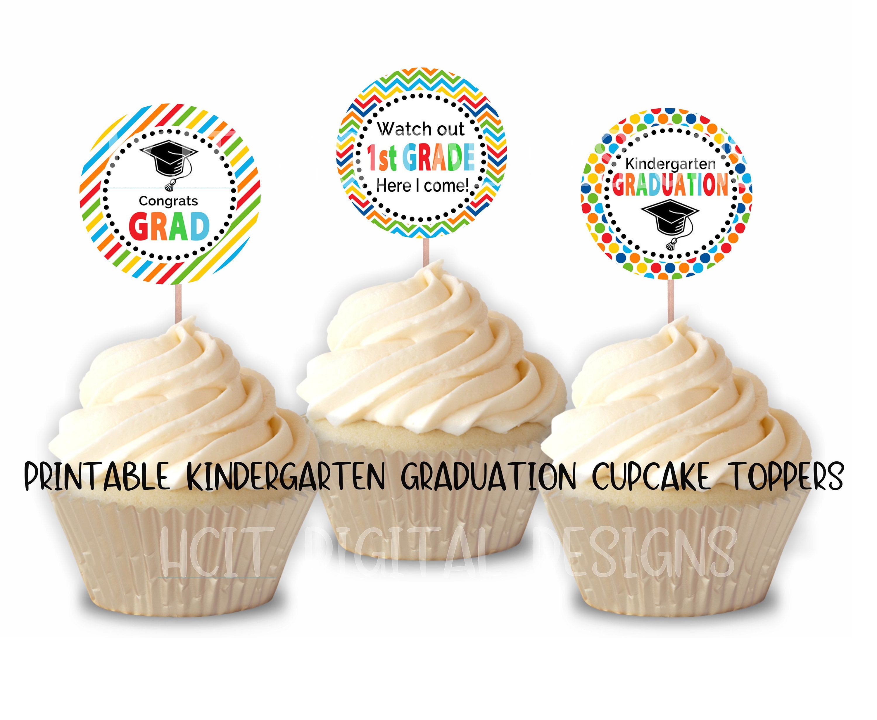 kindergarten graduation cupcake toppers printable etsy