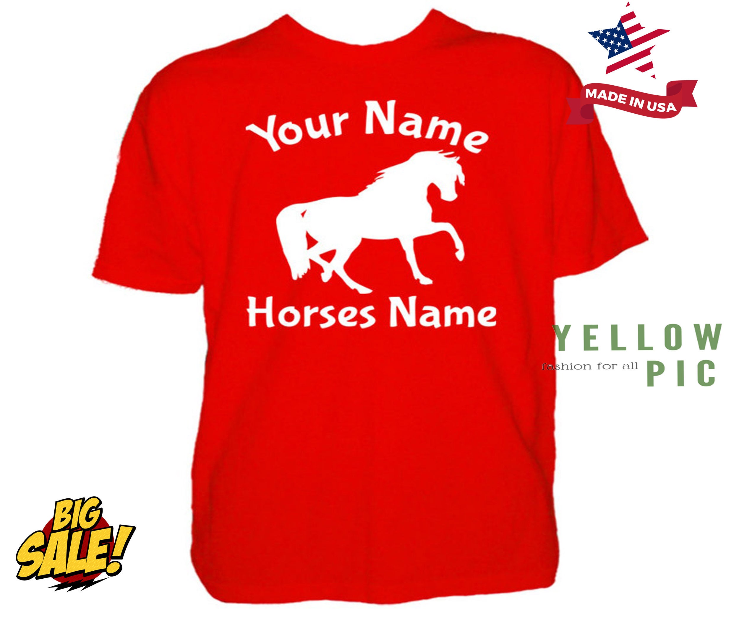 Childrens Custom Printed Horse T Shirt Riders Name Horse Etsy