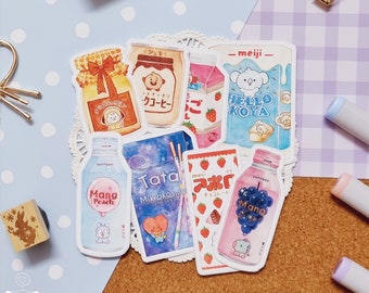 BT21 x Asian Snacks (Japanese ver.) Die Cut Vinyl Stickers | Cute | Kpop | BTS | Journal | Laptop