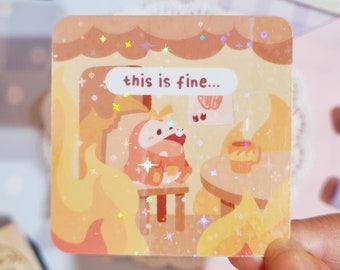 This is fine Sticker | Cute | Funny | Meme | Journal | Laptop