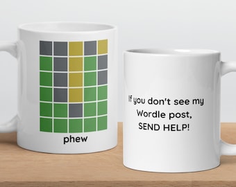 Wordle Gift, Funny Wordle Mug, Wordle Lover Gift, Wordle Puzzle Cup, Wordle Birthday Mug, Phew Meme, Personalized Wordle Mug, Wordle Coaster