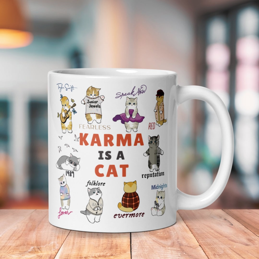 Grindstore Tazza Karma Is A Cat - Bicolore Con Interno Rosa 325 Ml - 4