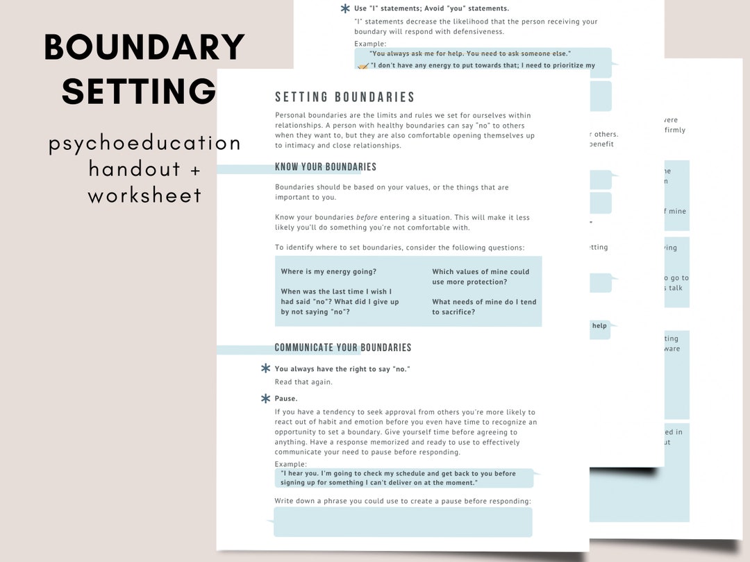Boundary Setting Handout Worksheet Etsy
