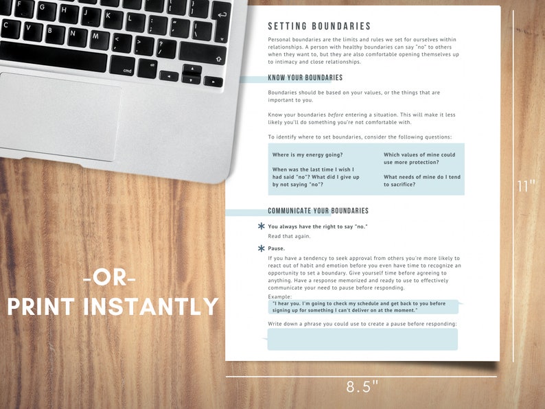 Boundary Setting Handout Worksheet Etsy