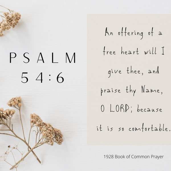 From Book of Common Prayer | Bible Verse | Scripture Download | Psalm 54:6 | Digital Download
