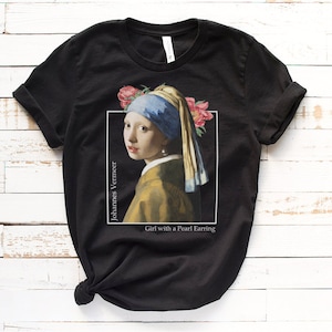 Girl with a pearl earring t shirt, famous paintings on t shirt, gift for artists, art lover shirts, artist t shirts, art lover gifts