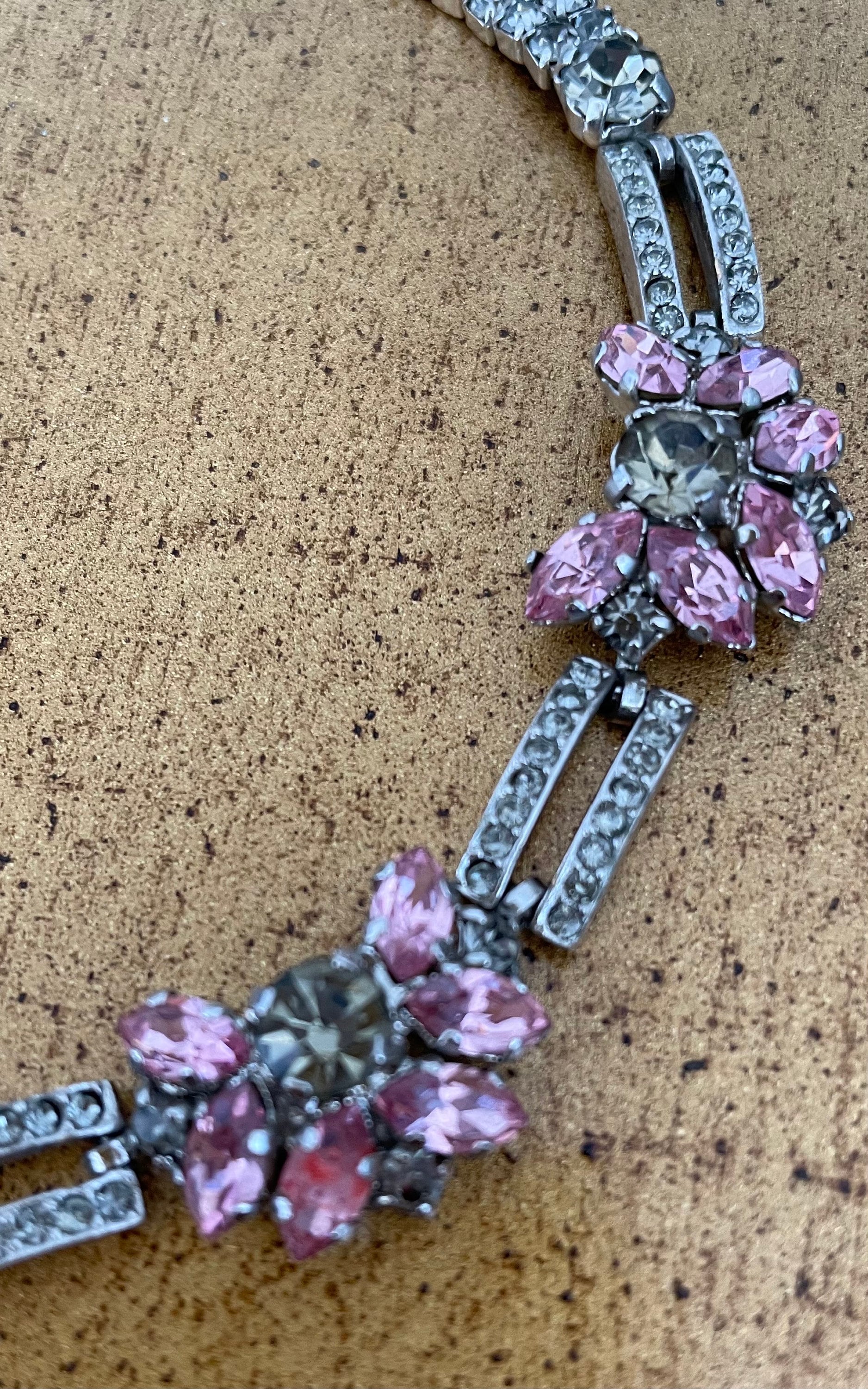 Pink Rhinestone Choker Vintage French Pink Crystal and Rhinestone Choker - Etsy