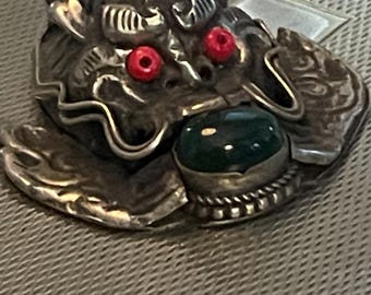 Vintage Tibetan Dragon Pendant,Silver