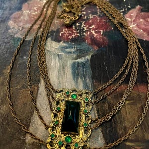 Antique French Necklace, Gripoix and Swag Chains
