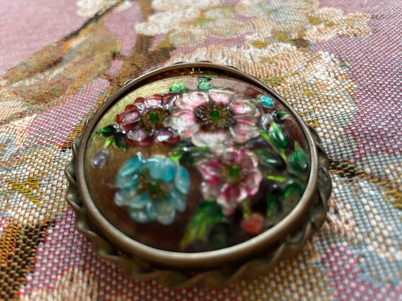 Vintage French Brooch, Limoges, Glass and Enamel … - image 4