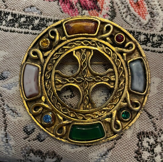 Vintage French Brooch, Heraldic, Gem Stones - image 3