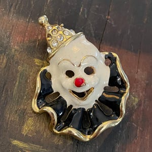 Vintage French Brooch, Enamel Clown
