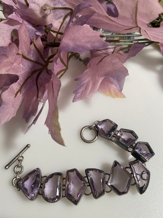 Mid Century French Bracelet, Brutalist, Lavender … - image 2