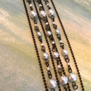 Vintage French Bracelet, Pearls and Chain