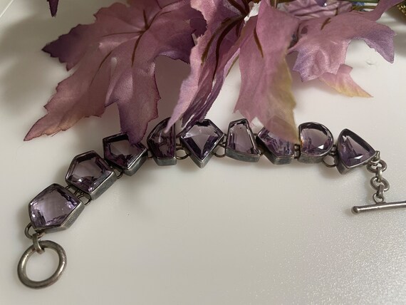 Mid Century French Bracelet, Brutalist, Lavender … - image 3