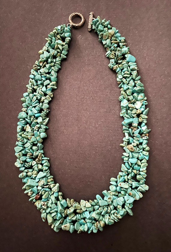 Vintage Turquoise Necklace, Bib, Fine Turquoise, F