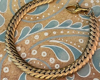 Vintage French Bracelet, Thick Gold Plated Chain