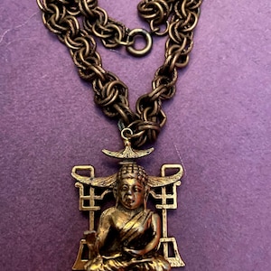 Vintage French Bracelet, Buddha Charm on Chain