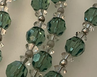 Vintage French Necklace, Green Crystal