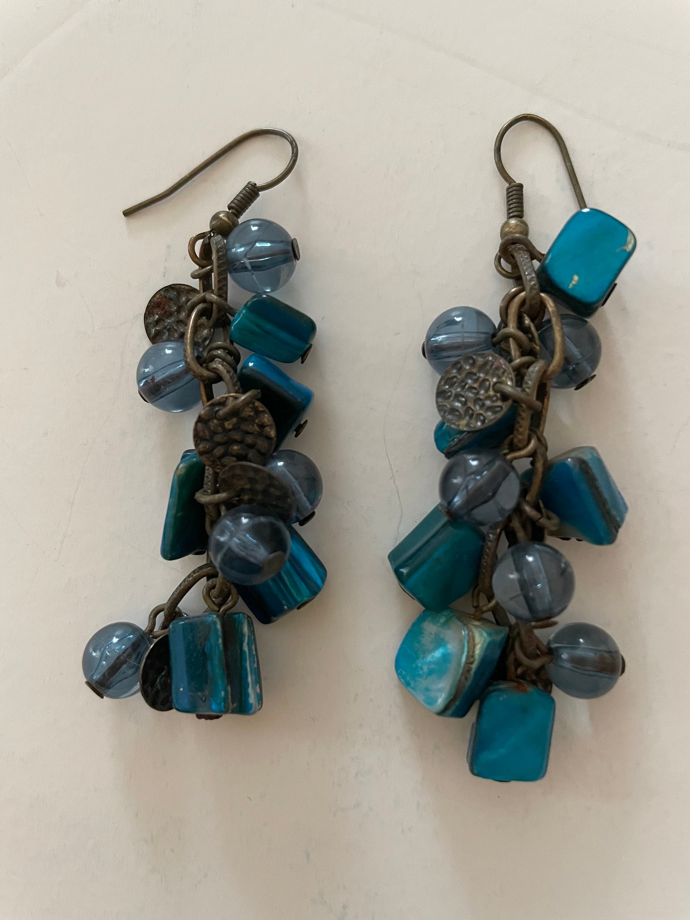 Vintage French Earrings, Blue Glass Nuggets - Etsy