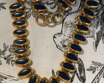Collar francés vintage, lucita modernista, azul
