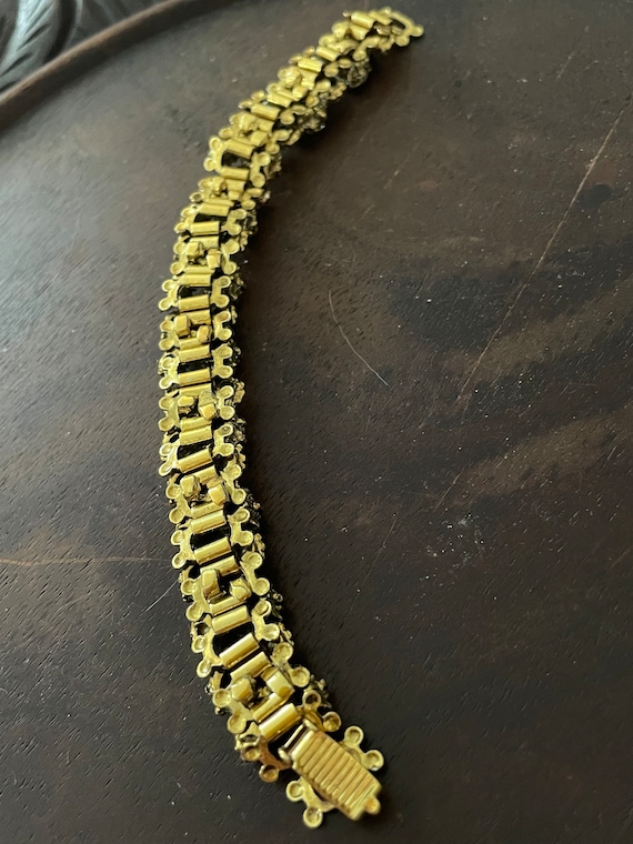 Vintage French Link Bracelet, Crystals, Pearls - image 4