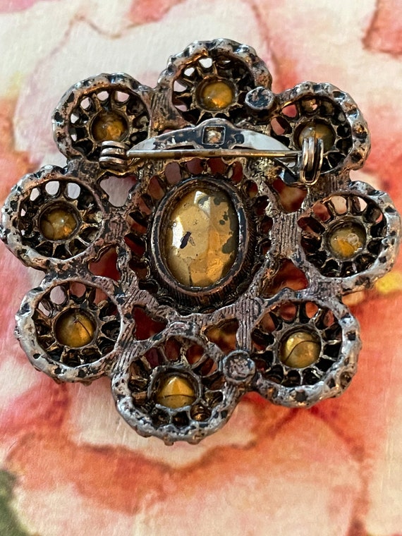 Vintage French Brooch, Ruby Glass - image 4