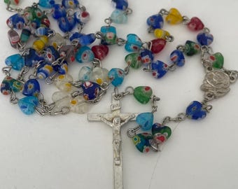 Vintage Italian Millefiori Rosary, Venetian Glass