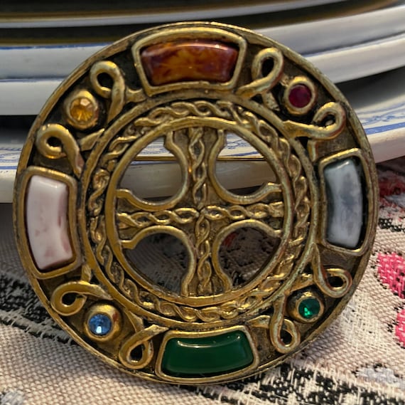 Vintage French Brooch, Heraldic, Gem Stones - image 1