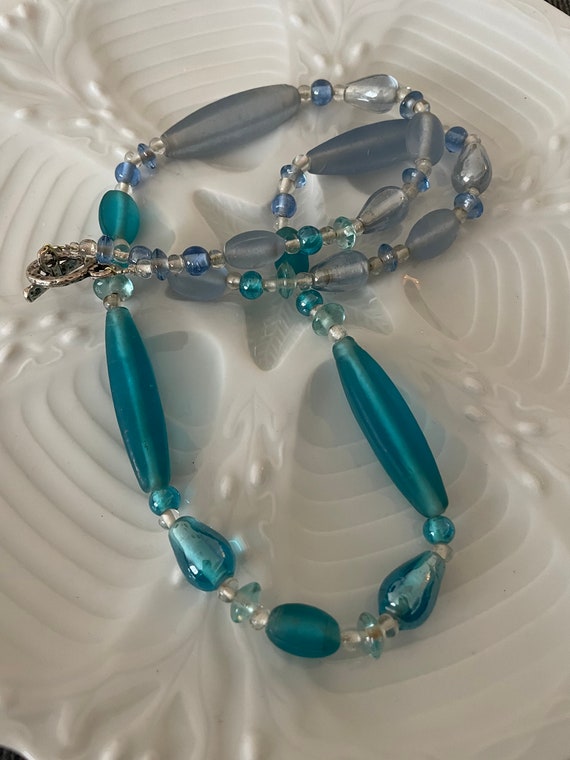 Vintage Italian Glass Bead Necklace 1970s Gem
