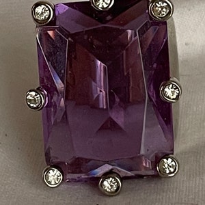 Vintage French Mid Century Ring, Amethyst Crystal