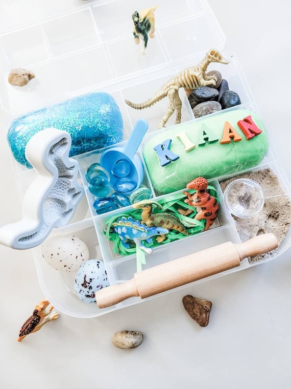 Personalized Dinosaur Playdough Kit / Dinosaur Sensory Kit