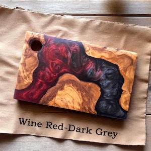 Personalized Olive Wood Charcuterie Board: Engraved Epoxy Resin Serving Platter