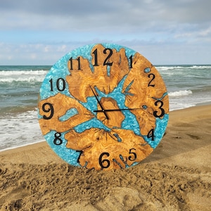 Custom Olive Wood Resin Wall Clock: Silent Home Decor
