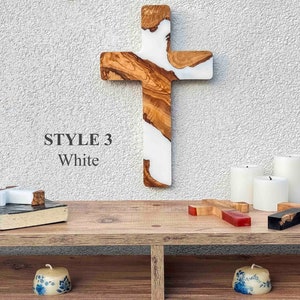 Wooden Crucifix, Resin and Olive Wooden Wall Cross, Handmade Wall Crucifix, Epoxy and Olive Wood Wall Cross, Large Wooden Wall Cross