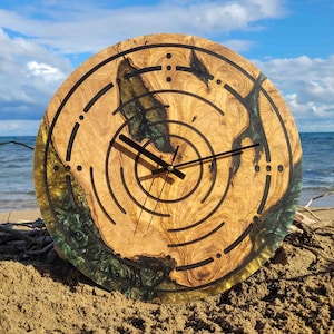 Epoxy Resin Olive Wood Wall Clock: Modern Home Decor, Handmade