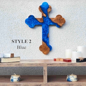 Handmade Olive Wood & Resin Wall Cross: Unique Crucifix
