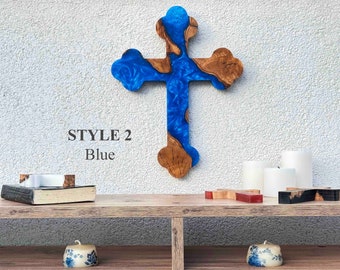 Handmade Olive Wood & Resin Wall Cross: Unique Crucifix