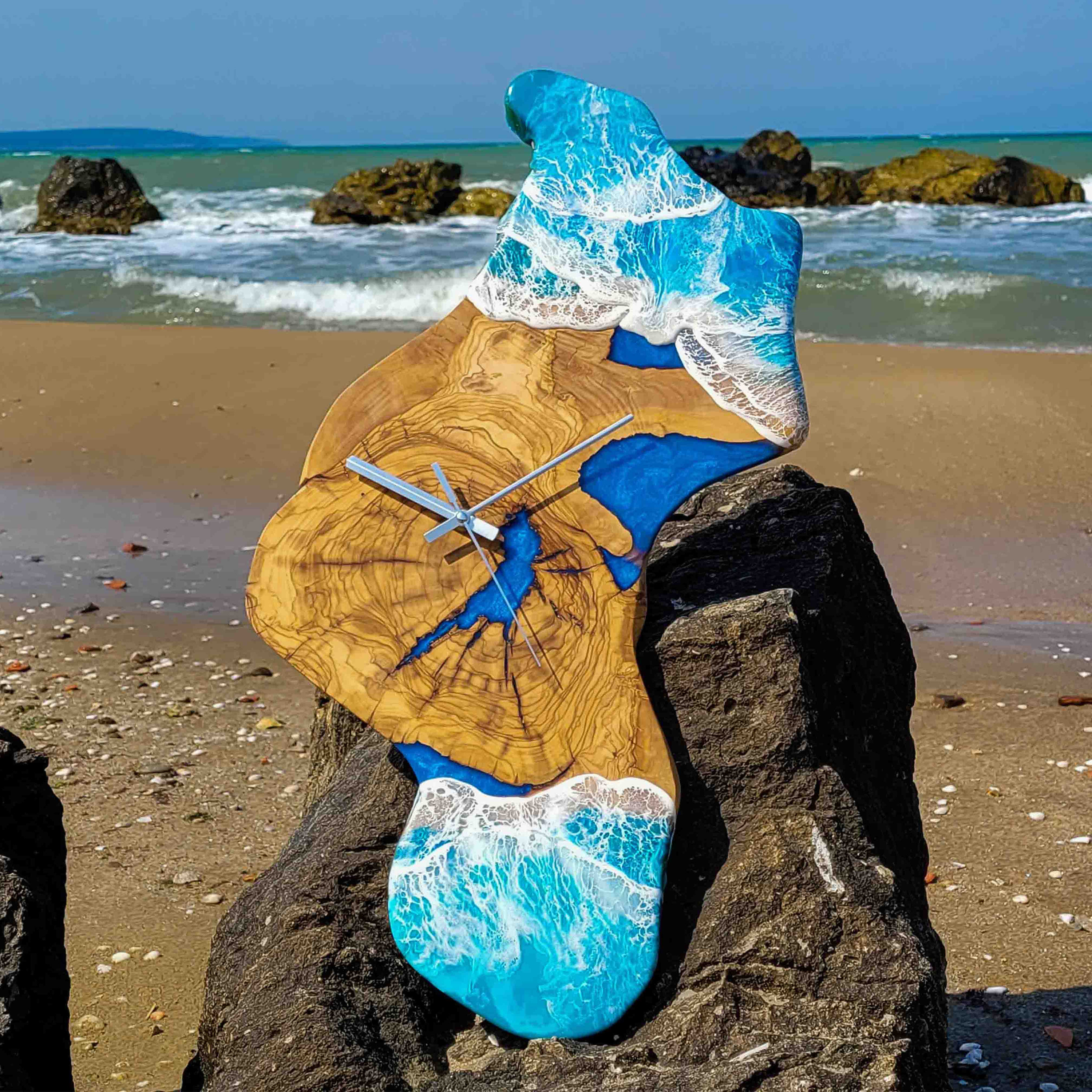 Custom Made Ocean Wood Clock