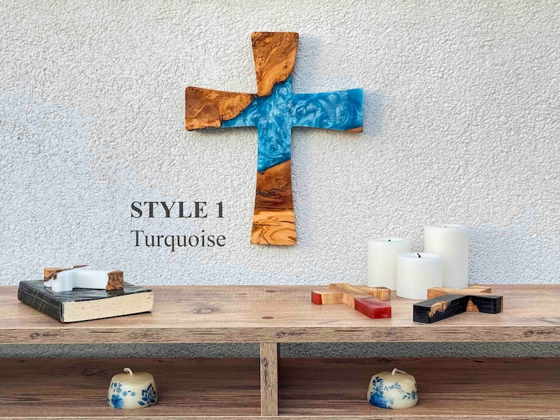 Custom Made Resin&Olive Wood Wall Cross,Wooden Crucifix,Epoxy and Olive Wood Wall Cross, Large Wooden Wall Cross,Handmade Wall Cross image 7