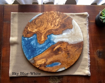 Custom Olive Wood Charcuterie Board, Resin Epoxy Serving Platter, Personalized Cutting Board