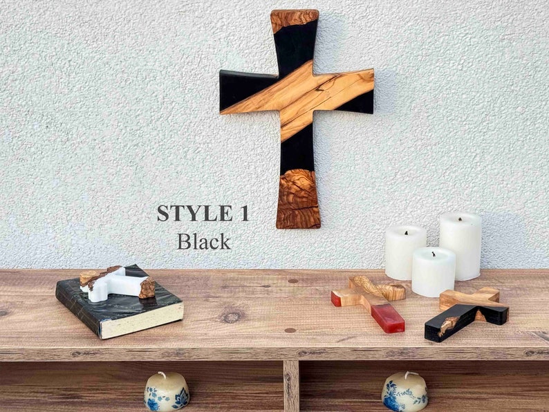 Custom Made Resin&Olive Wood Wall Cross,Wooden Crucifix,Epoxy and Olive Wood Wall Cross, Large Wooden Wall Cross,Handmade Wall Cross image 5