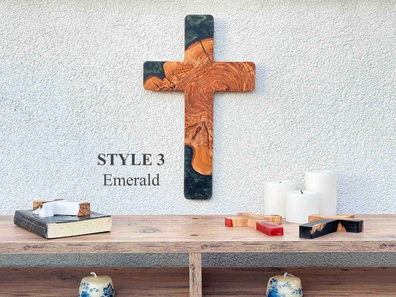 Custom Made Resin&Olive Wood Wall Cross,Wooden Crucifix,Epoxy and Olive Wood Wall Cross, Large Wooden Wall Cross,Handmade Wall Cross image 10