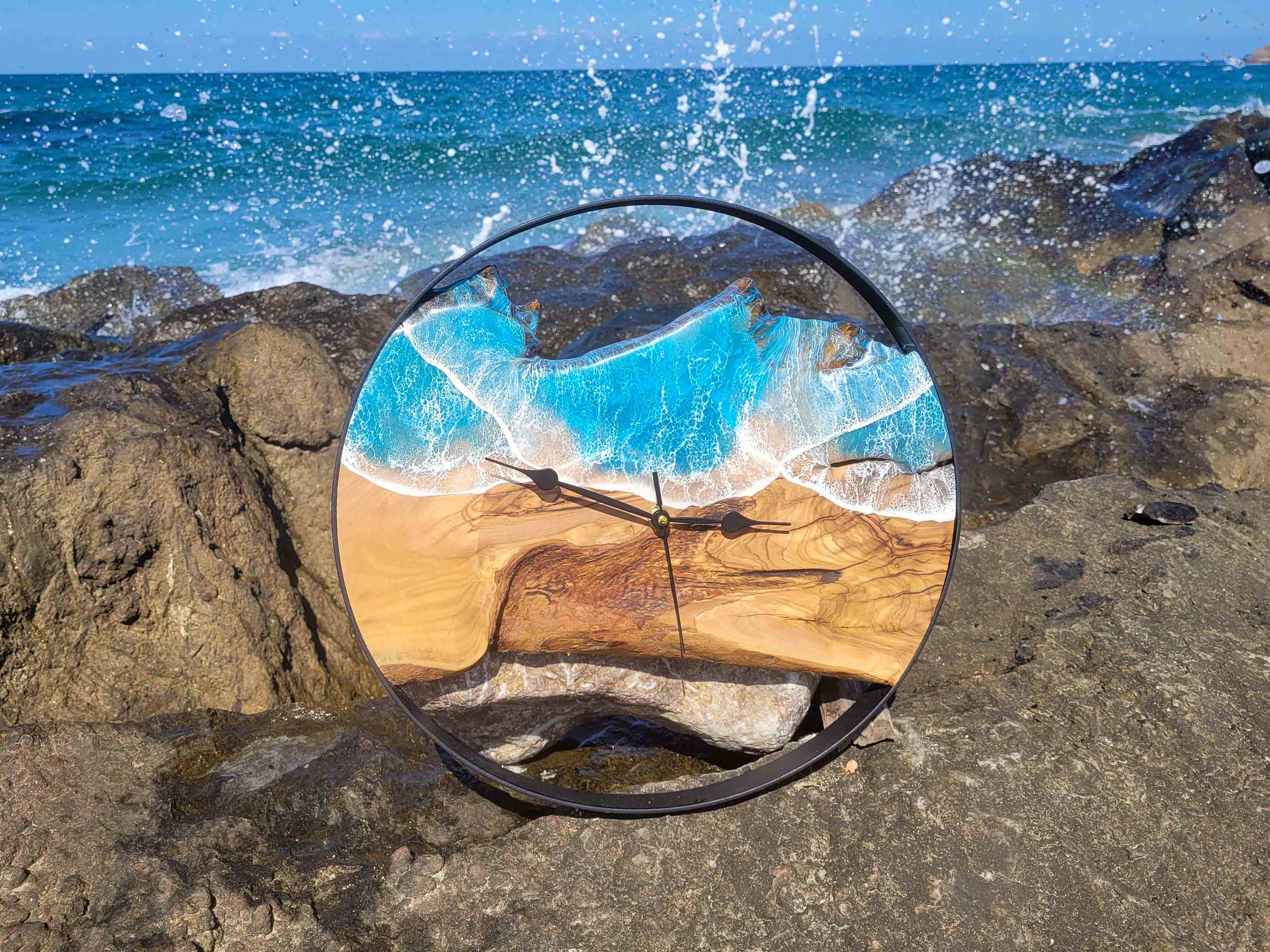 Custom Made Ocean Wood Clock