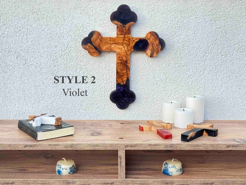 Custom Made Resin&Olive Wood Wall Cross,Wooden Crucifix,Epoxy and Olive Wood Wall Cross, Large Wooden Wall Cross,Handmade Wall Cross image 6