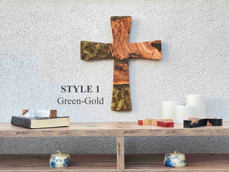 Custom Made Resin&Olive Wood Wall Cross,Wooden Crucifix,Epoxy and Olive Wood Wall Cross, Large Wooden Wall Cross,Handmade Wall Cross image 8