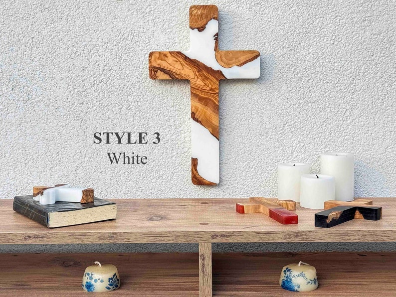 Wooden Crucifix, Resin and Olive Wooden Wall Cross, Handmade Wall Crucifix, Epoxy and Olive Wood Wall Cross, Large Wooden Wall Cross