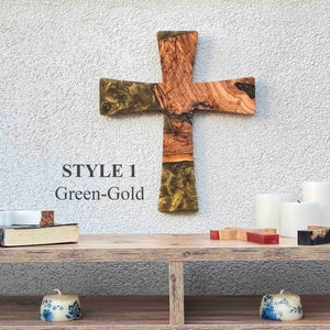 Resin & Olive Wood Wall Cross: Handmade Sacred Home Decor