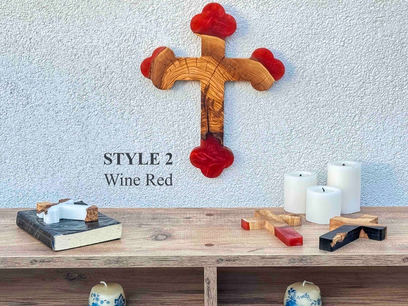 Custom Made Resin&Olive Wood Wall Cross,Wooden Crucifix,Epoxy and Olive Wood Wall Cross, Large Wooden Wall Cross,Handmade Wall Cross image 9