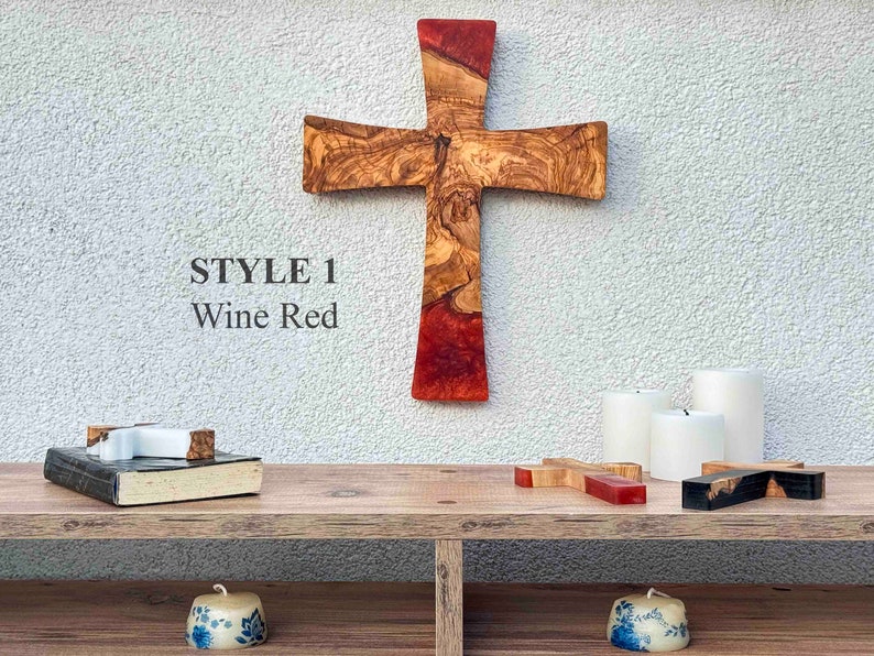 Custom Made Resin&Olive Wood Wall Cross,Wooden Crucifix,Epoxy and Olive Wood Wall Cross, Large Wooden Wall Cross,Handmade Wall Cross image 3